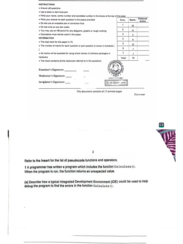 Computer Science P2 Mock Exam UNSOLVED | PDF