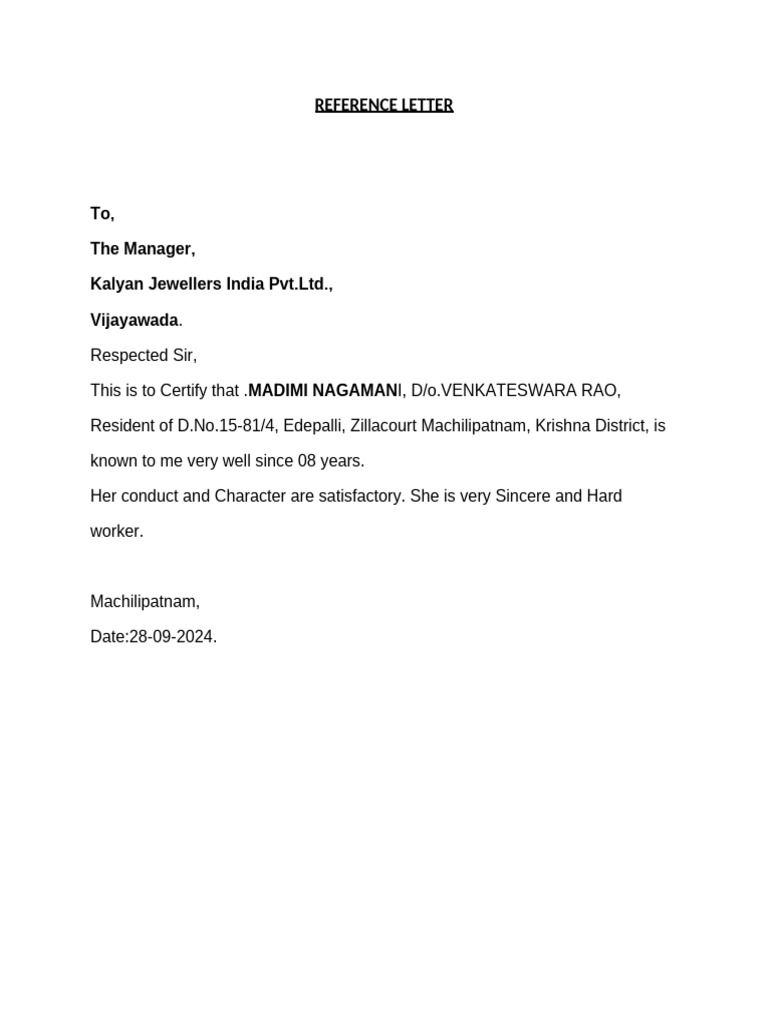 Reference Letter | PDF