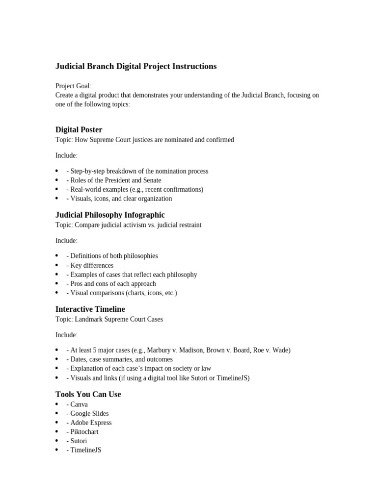 Judicial Branch Project Instructions | PDF | Supreme Court Of The ...