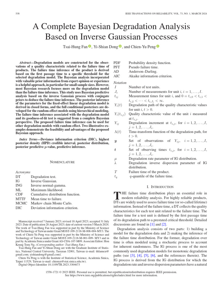 A Complete Bayesian Degradation Analysis Based On Inverse Gaussian ...