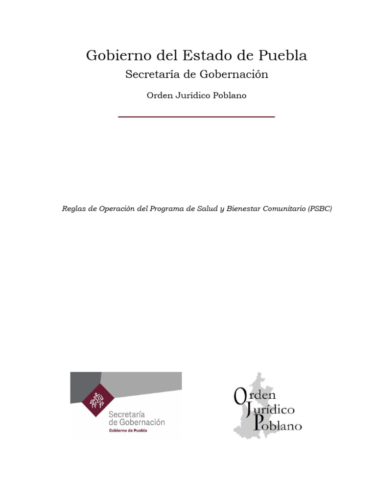 Reglas de Operacion Del Programa de Salud y Bienestar Comunitario (PSBC ...