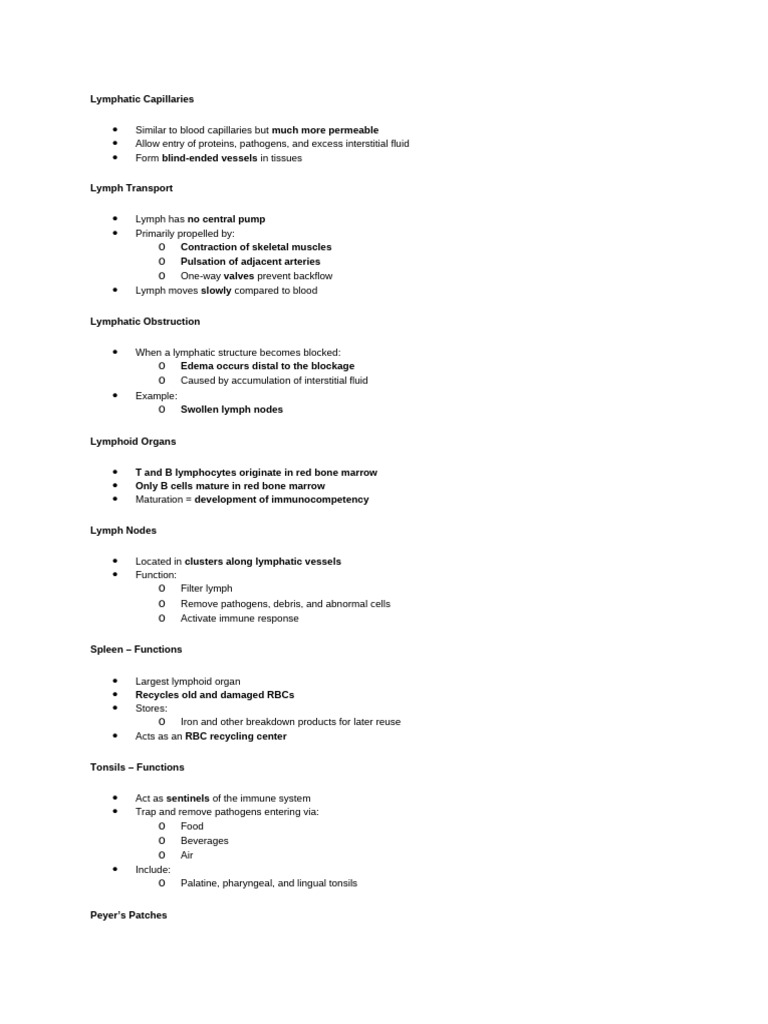 Lymphatic Notes | PDF | Lymphatic System | Lymph Node