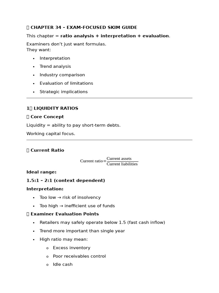 A Level Business 9609 Chapter 34 Notes | PDF | Dividend | Leverage ...