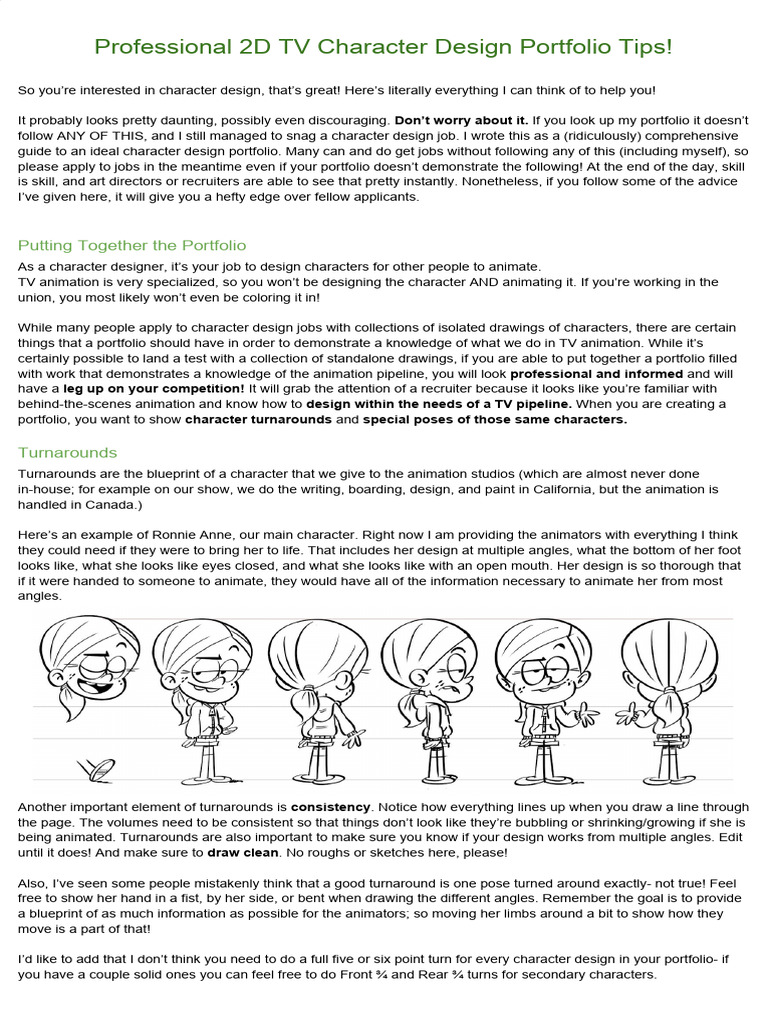 Maaike's Character Design Portfolio Tips | PDF