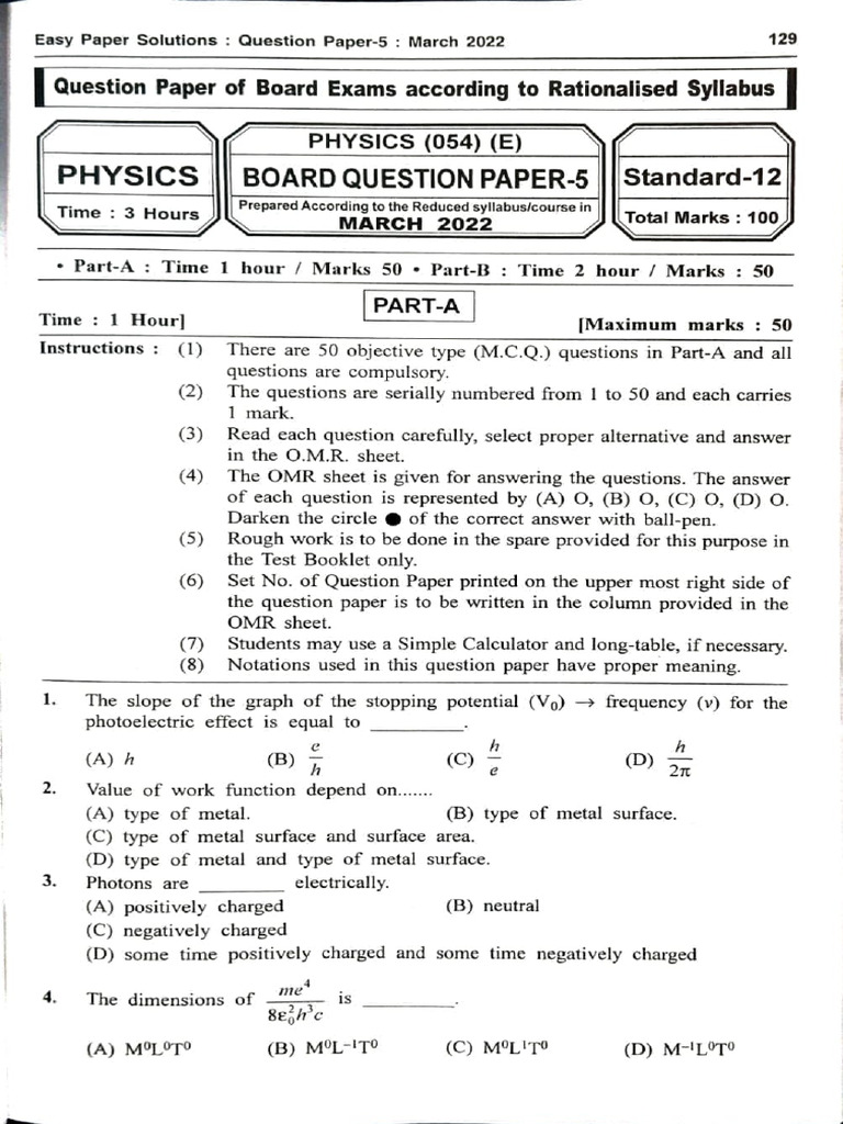 Sample Paper - 05_Physics | PDF