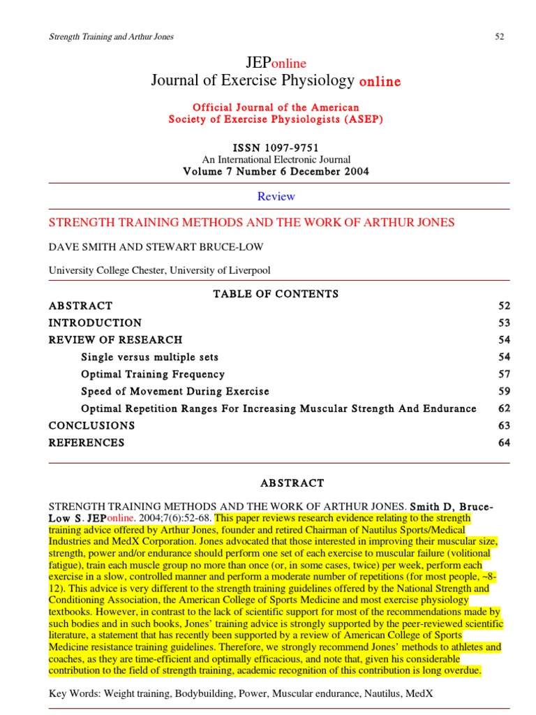 JEP Journal of Exercise Physiology Online Online Download Free PDF