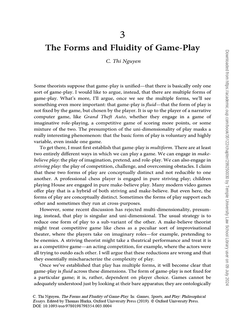 Nguyen - The Forms and Fluidity of Game-Play | PDF | Imagination ...