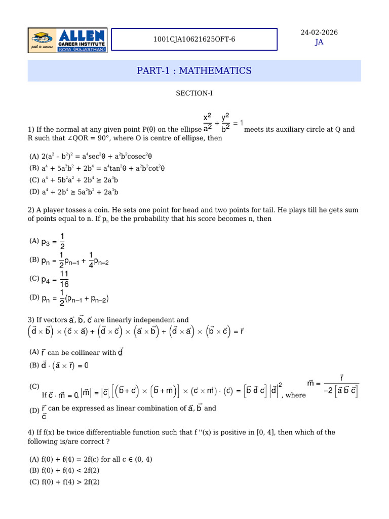 JEE Advanced Full Test-13 | PDF | Electronvolt | Electron