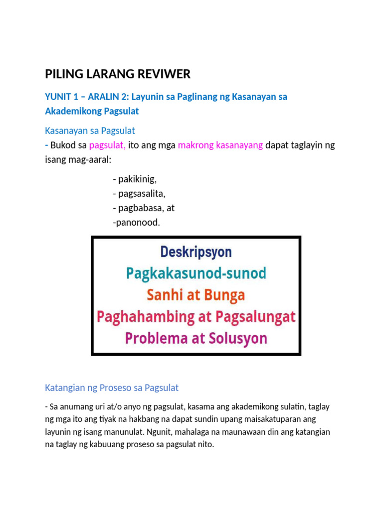 Piling Larang Reviwer | PDF