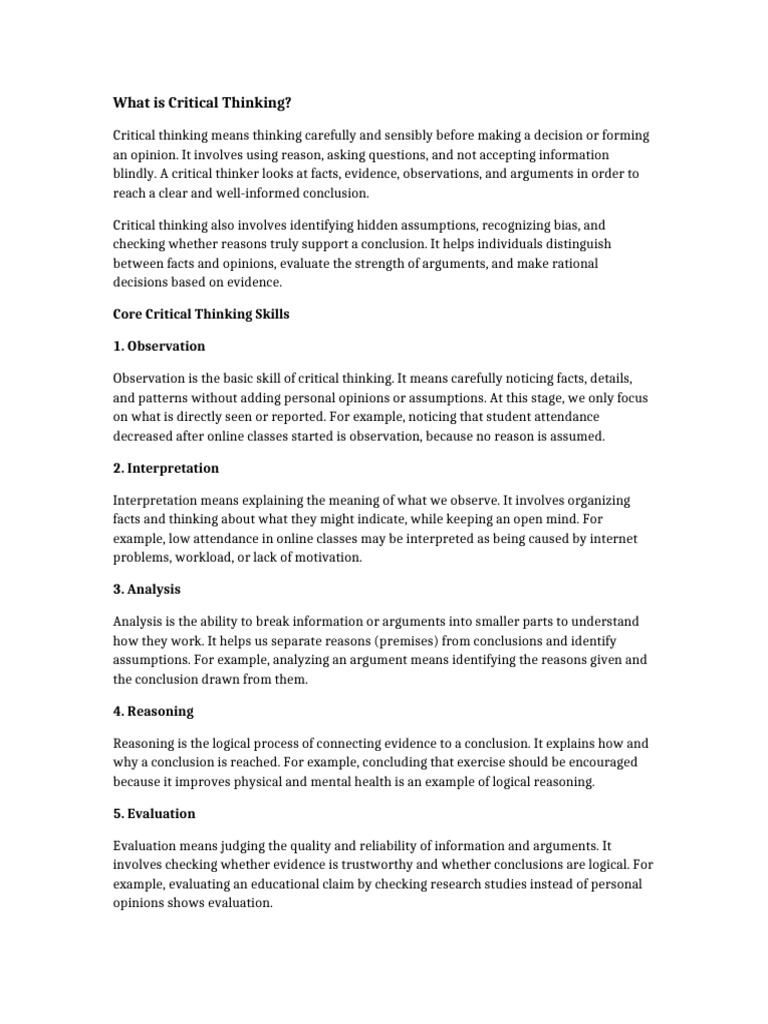 Critical Thinking Skills | PDF | Critical Thinking | Argument