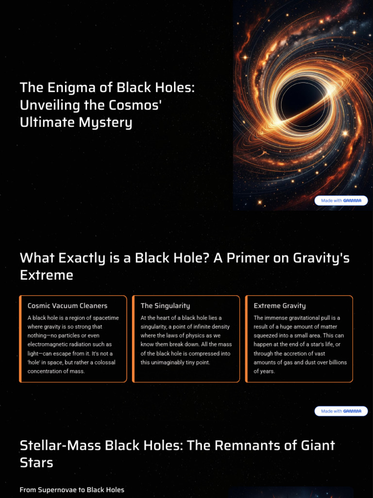 The Enigma of Black Holes Unveiling the Cosmos Ultimate Mystery | PDF ...