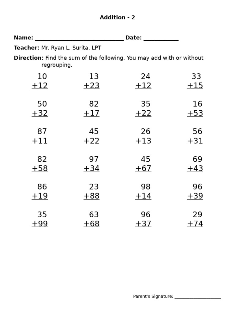 Addition | PDF