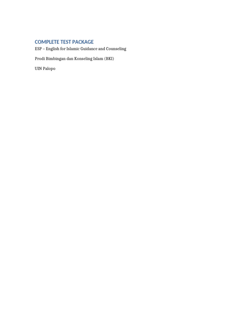 Complete Test Package ESP BKI | PDF