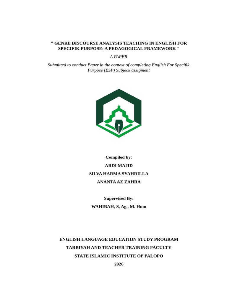 Genre Discourse Analysis Teaching in English For Specifik Purpose | PDF ...