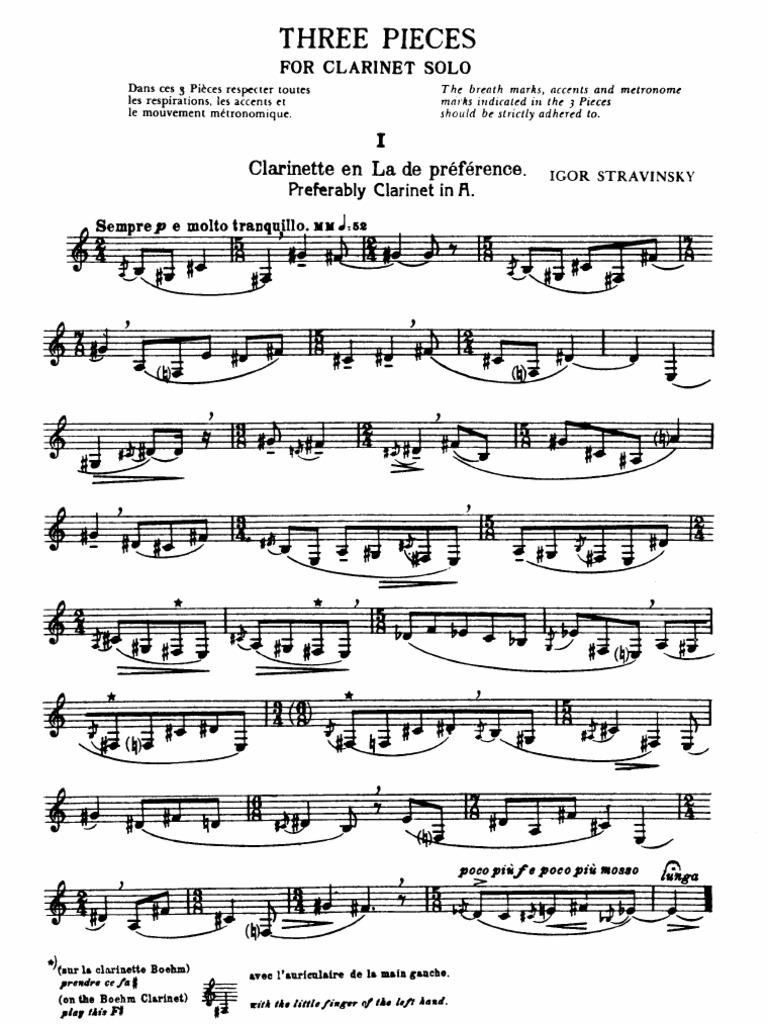 Stravinsky 3 Pieces for Solo
