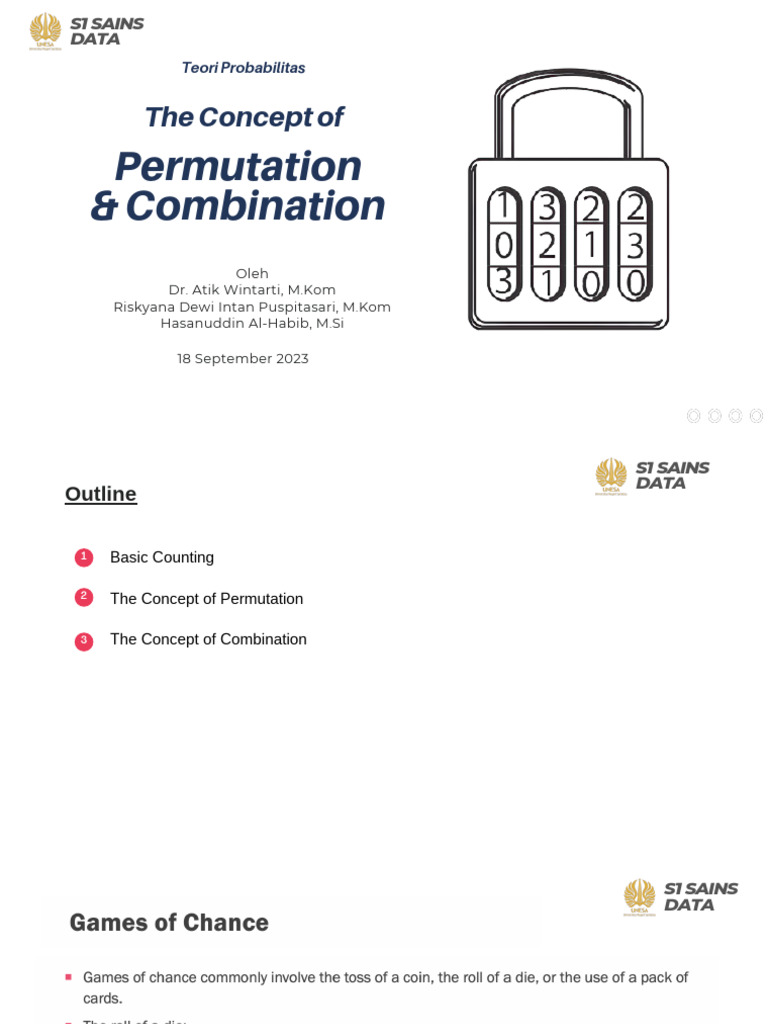 Teori Probabilitas Pertemuan 4 - Permutation and Combination | PDF ...