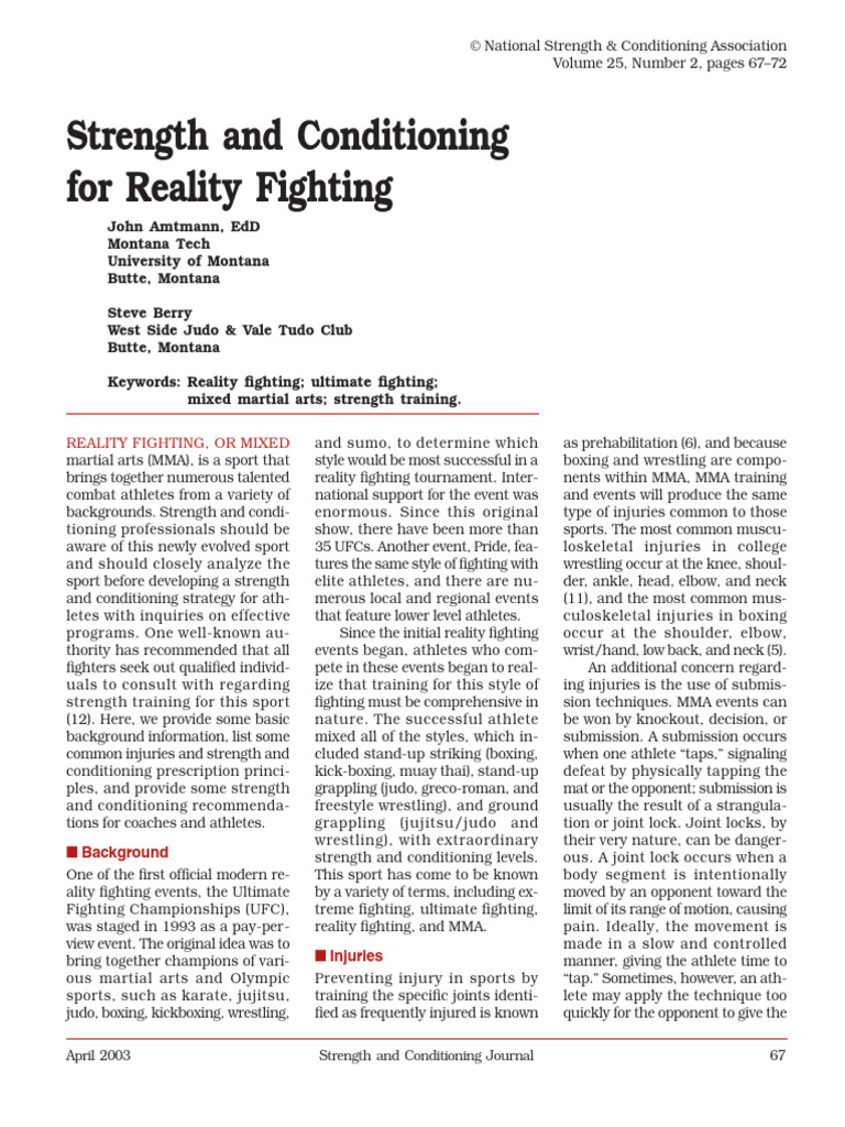Strength and Conditioning For Reality Fighting | PDF | Mixed Martial ...