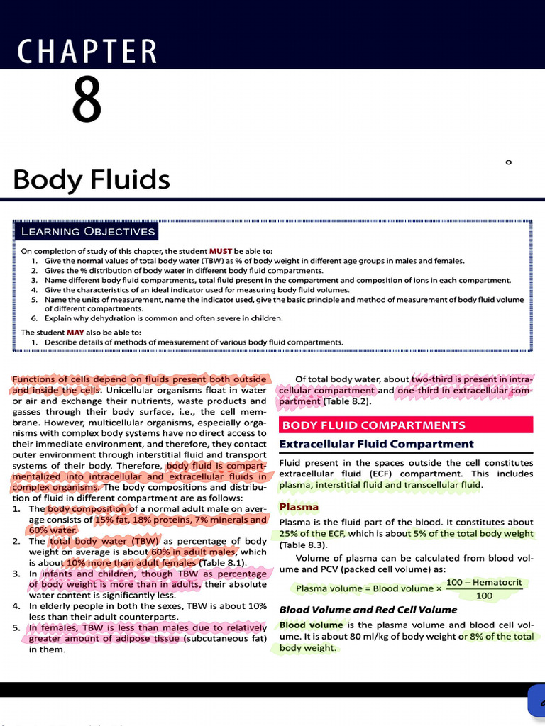 Body Fluids & Compartments | PDF