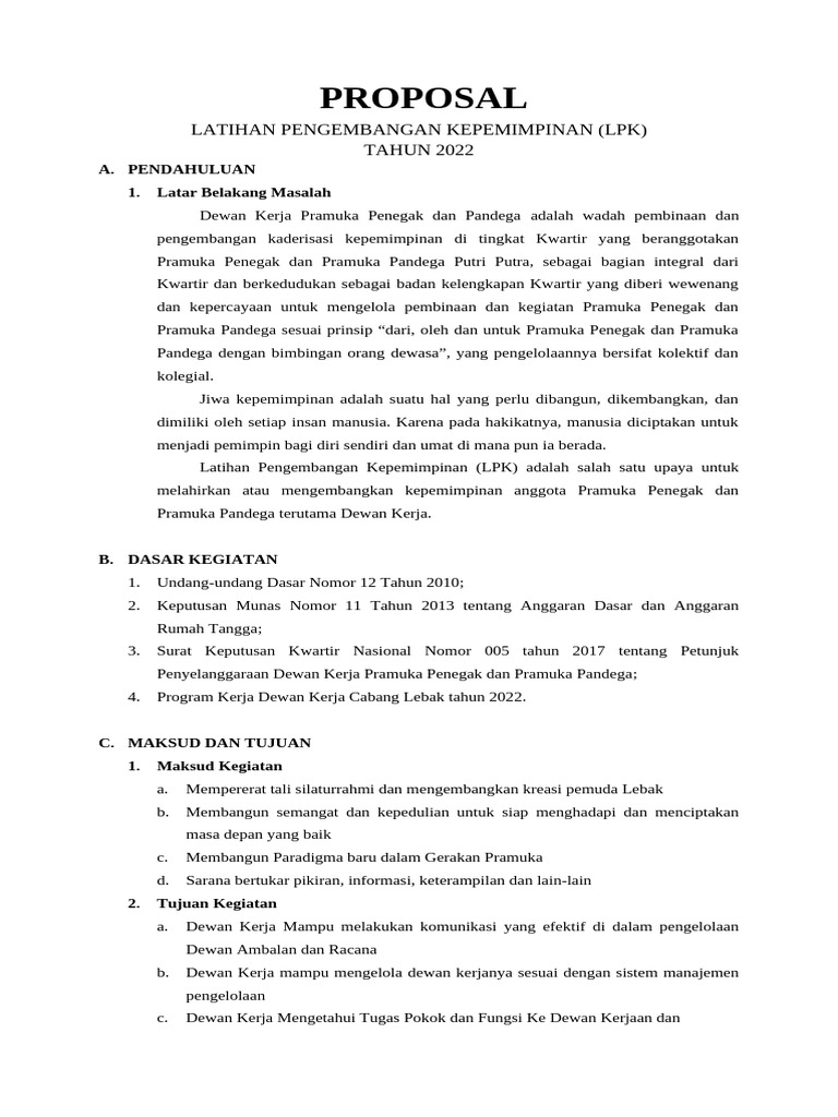 Proposal Terbaru LPK 2022. | PDF
