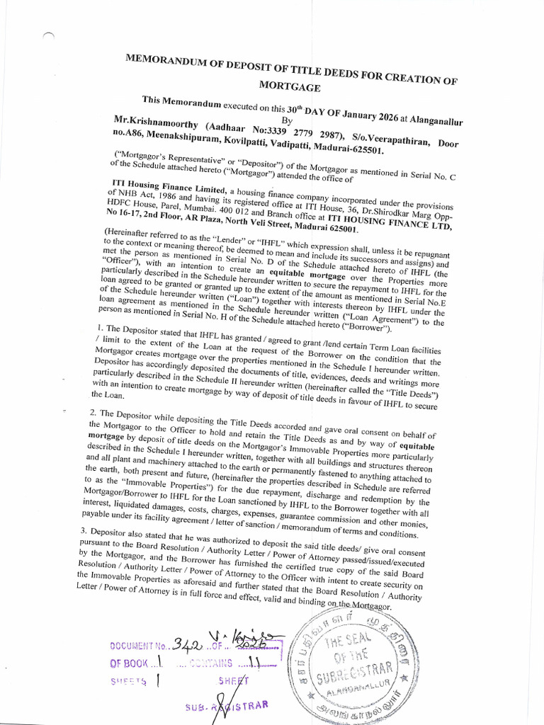 Krishna Moorthy Original MODT | PDF