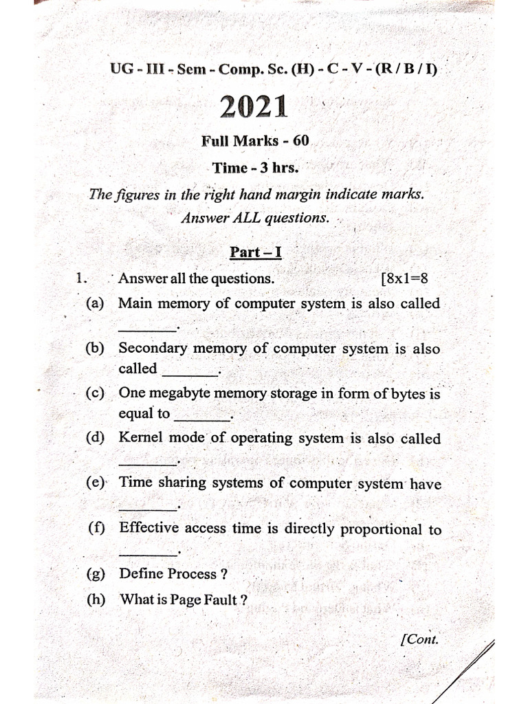 OS Practice Question 1 | PDF