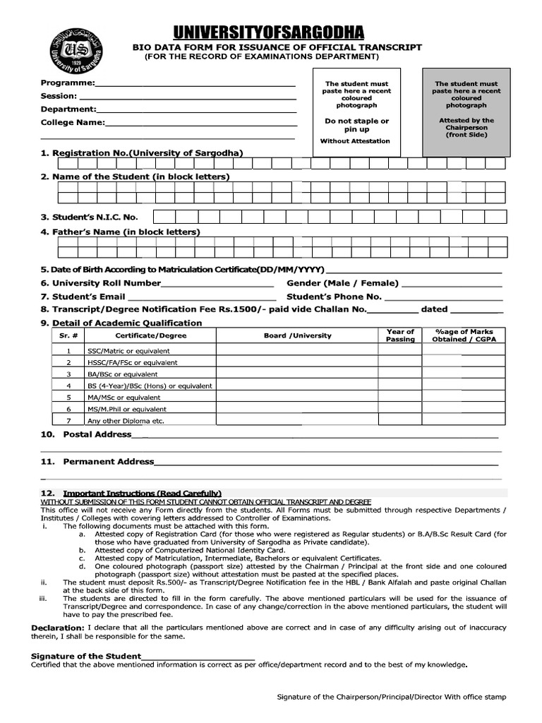 Complete Bio-Data Form (19.2.26) | PDF