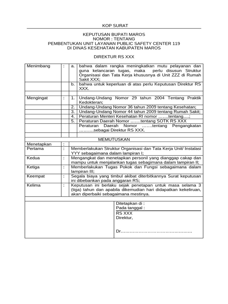 Contoh SK Pembentukan Unit | PDF