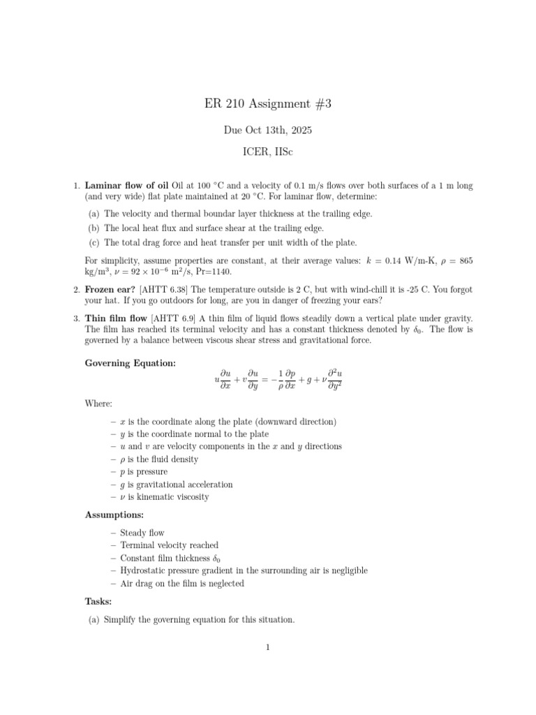 Assignment3 2025 | PDF | Boundary Layer | Fluid Dynamics