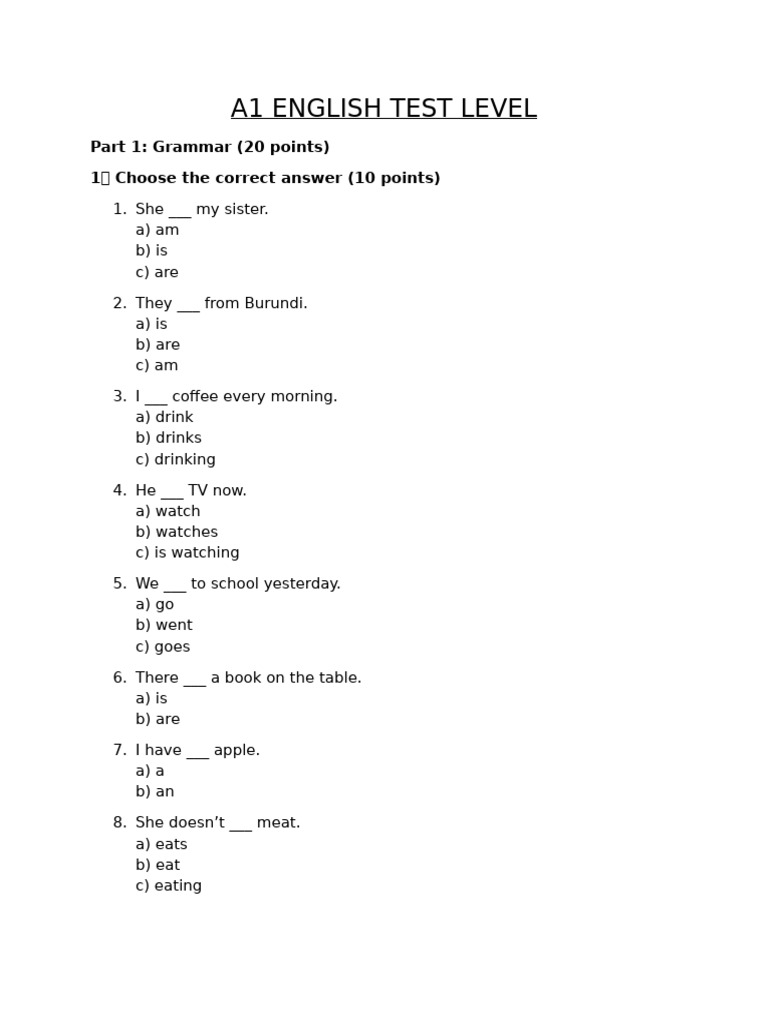 A1 English Test Level | PDF | Chess Theory | Chess