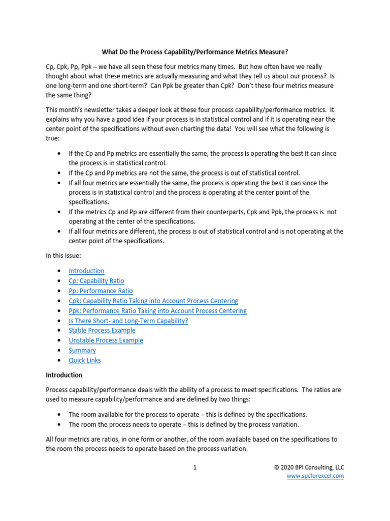 What Do The Process Capability Metrics Really Measure | PDF | Standard ...