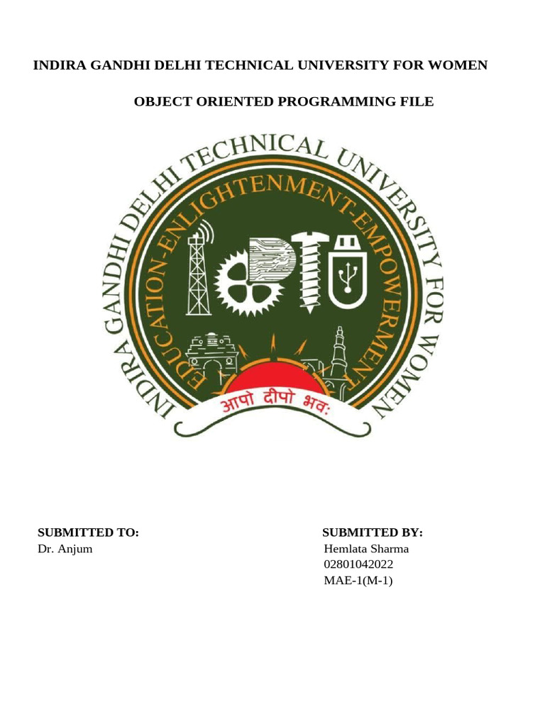 028 Hemlata Sharma OOPS File | PDF | Constructor (Object Oriented ...