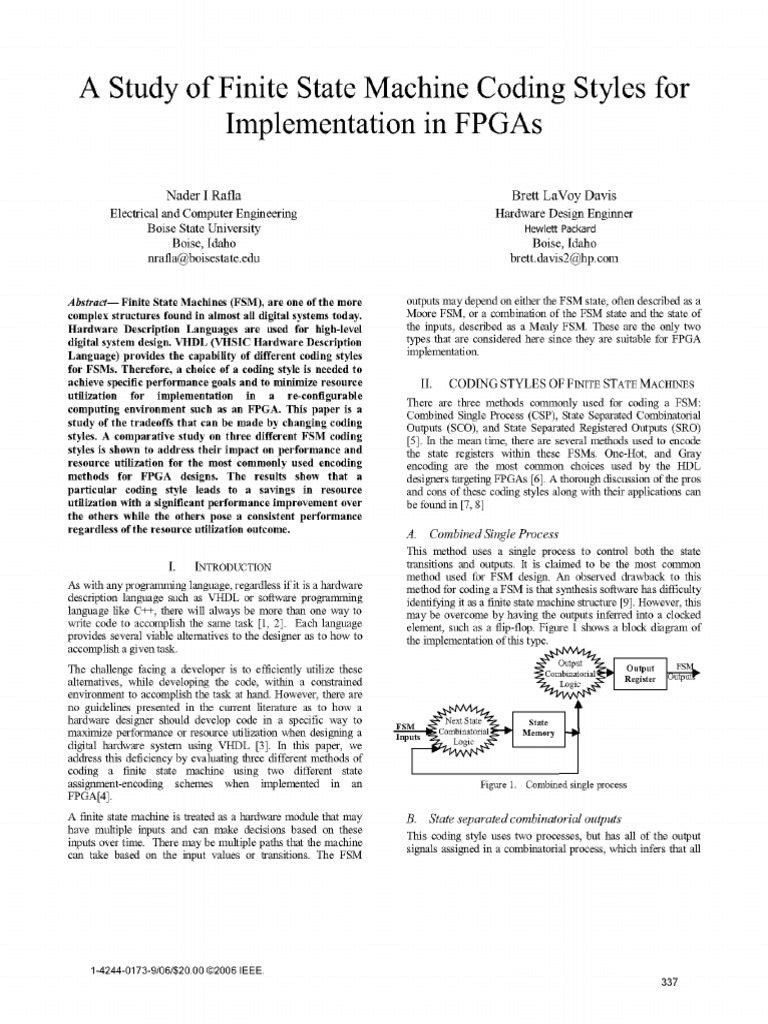 A Study of Finite State Machine Coding Styles For Implementation in ...