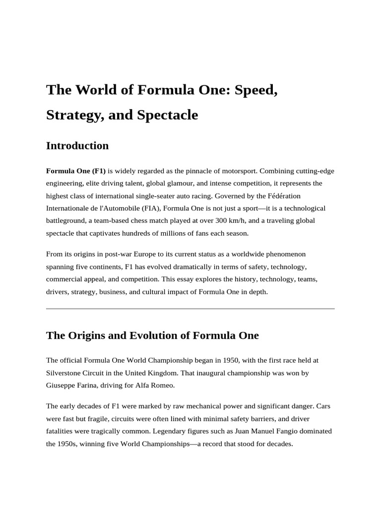The World of Formula One | PDF | Formula One | Auto Racing