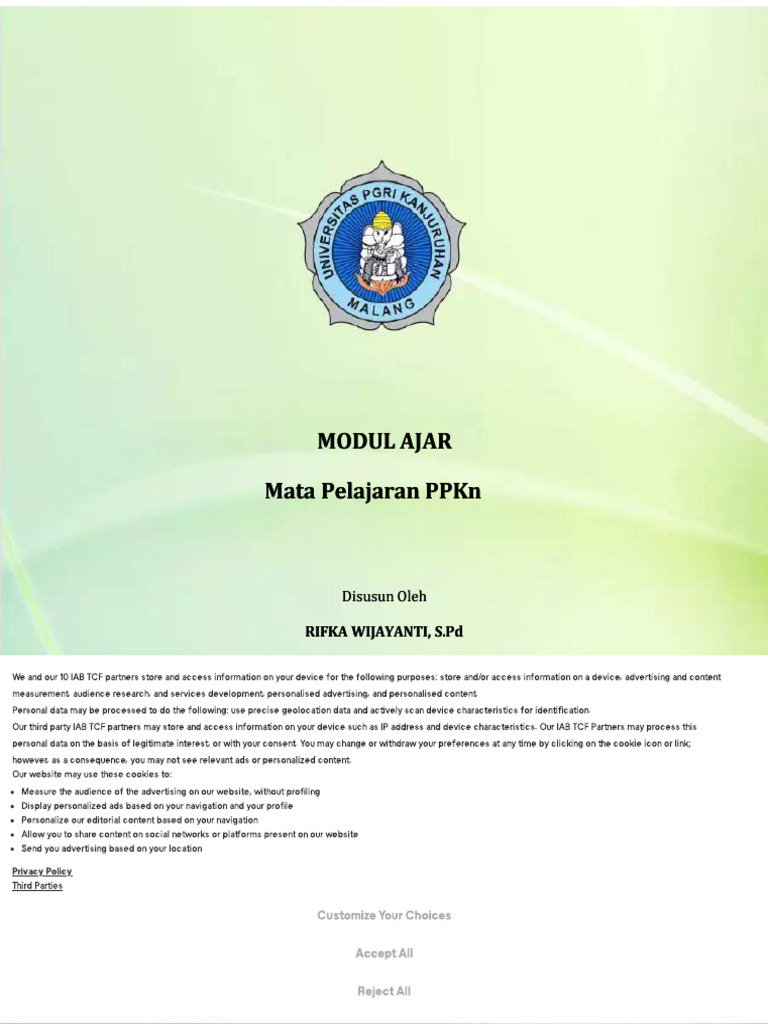 PDF Modul Ajar Pendidikan Pancasila Kelas 2 Compress | PDF