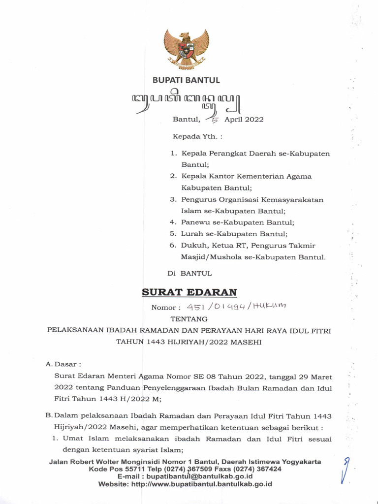 Surat Edaran 2022 45101494Hukum | PDF