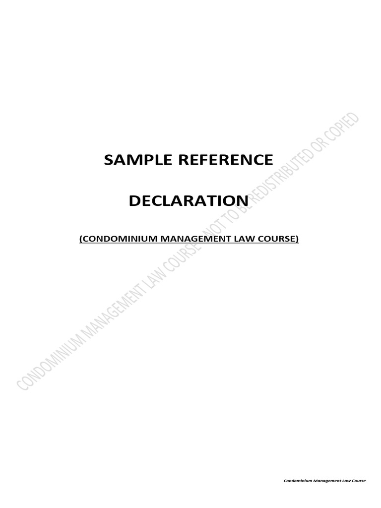 Reference Declaration - Condominium Management Law Course | PDF ...