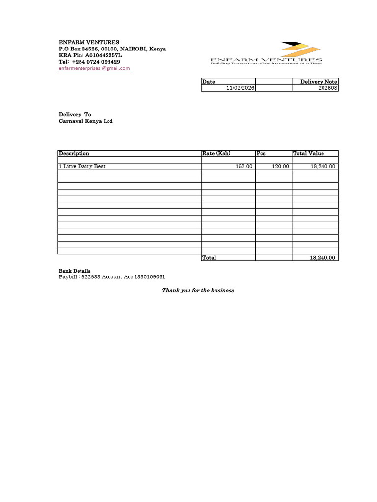 Milk Delivery Note | PDF