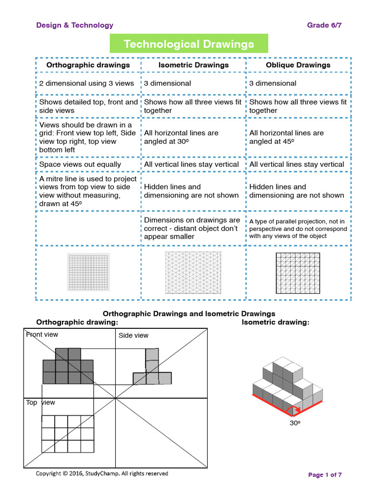 Gr6 DT Drawings Practice | PDF | Projective Geometry | Technical Drawing