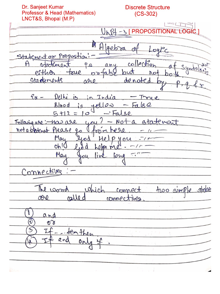 Unit-3 (Propositional Logic) | PDF