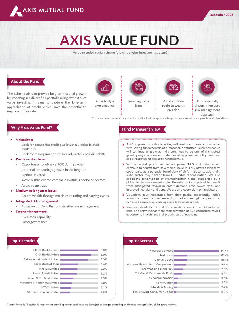 Axis Value Fund Monthly Leaflet (January - 2026) | PDF | Investment ...