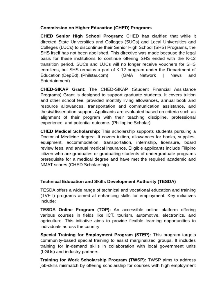 New School Program of CHED and TESDA | PDF | Vocational Education ...