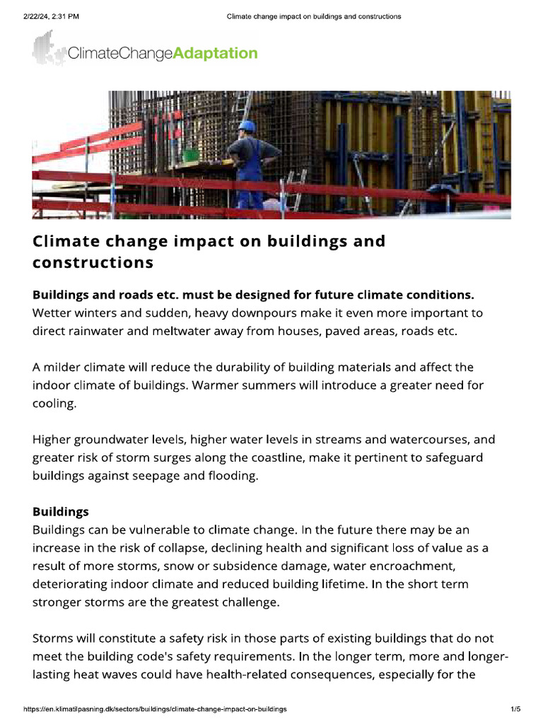 Climate Change Impact On Buildings and Constructions | PDF