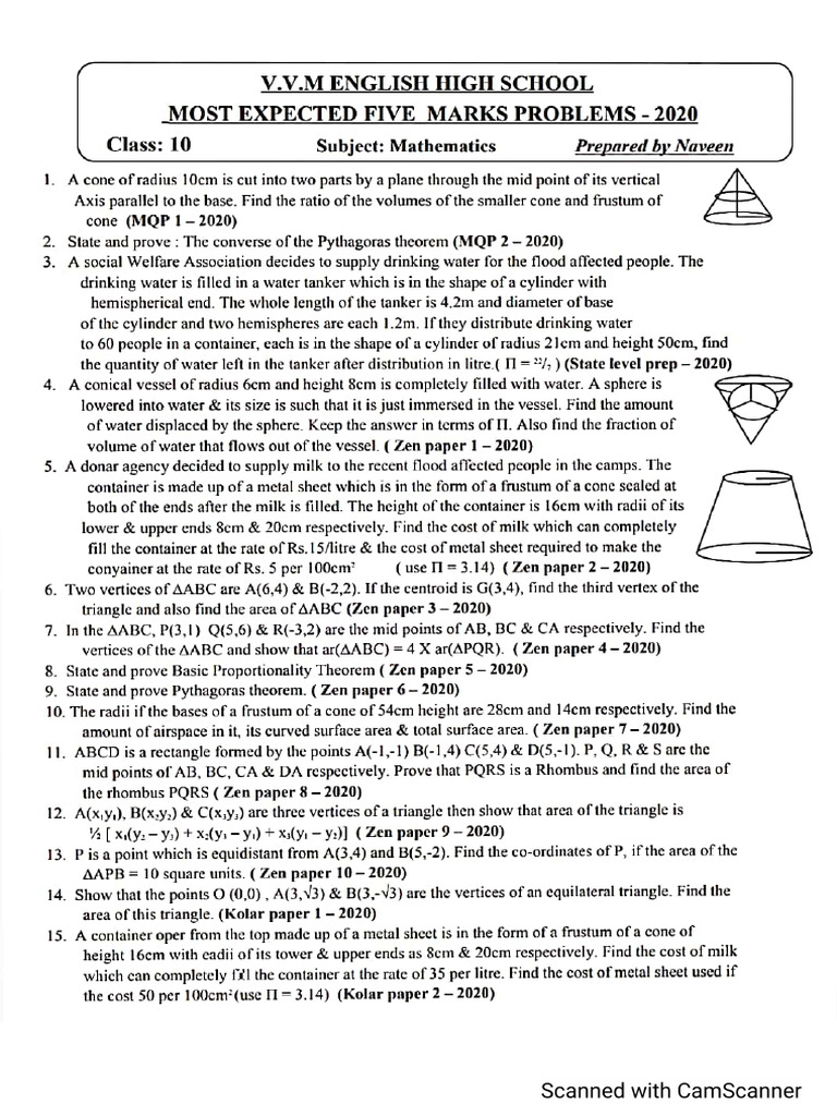 5 Marks Important Problems | PDF