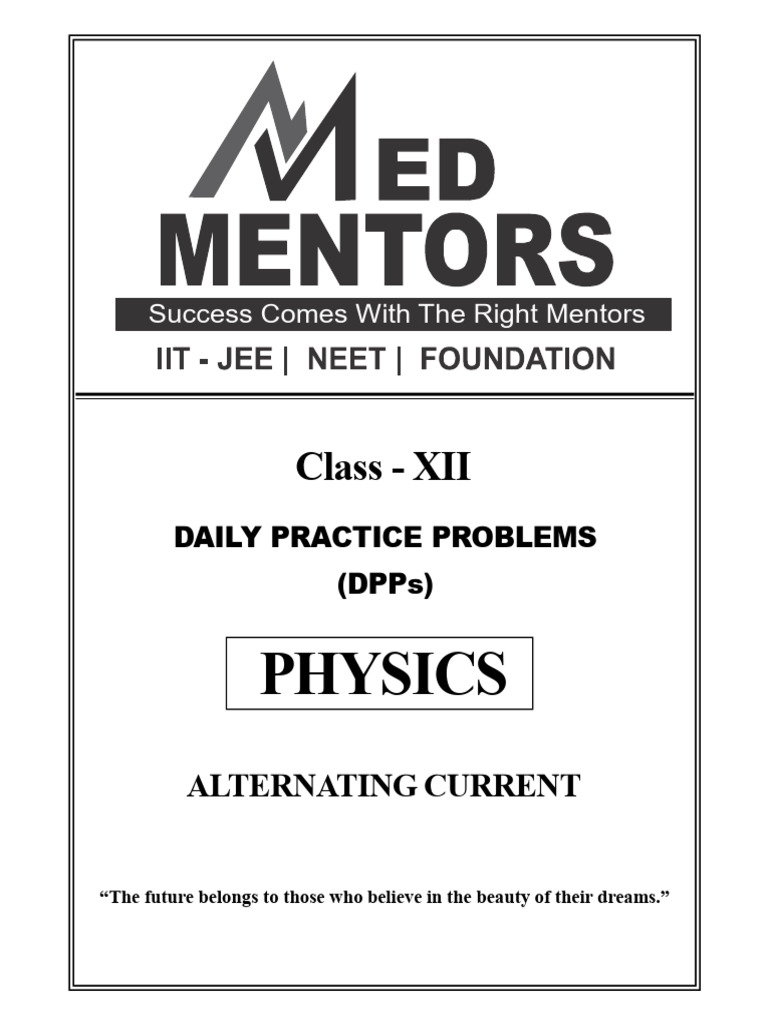 12th Class - Alternating Current - DPP - 2025 | PDF | Electrical ...