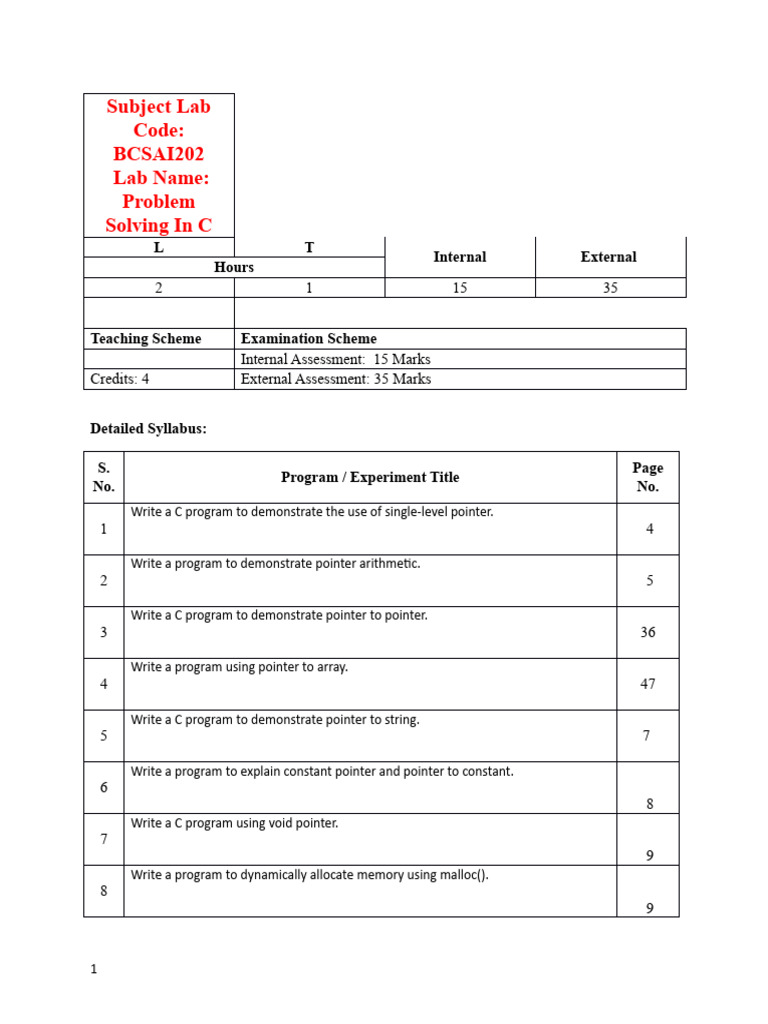 Lab C | PDF | Pointer (Computer Programming) | Computer Programming