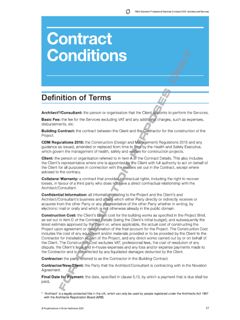 RIBA Standard PSC 2020 Contract Conditions | PDF