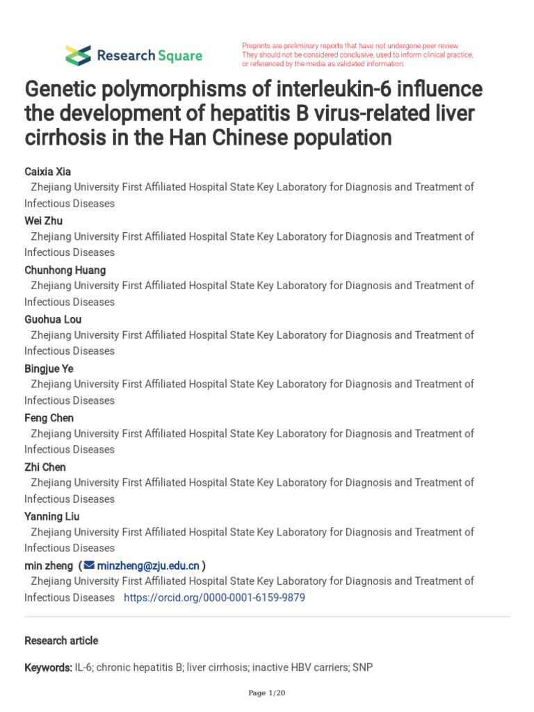 Genetic Polymorphisms of Interleukin-6 in Uence The Development of ...