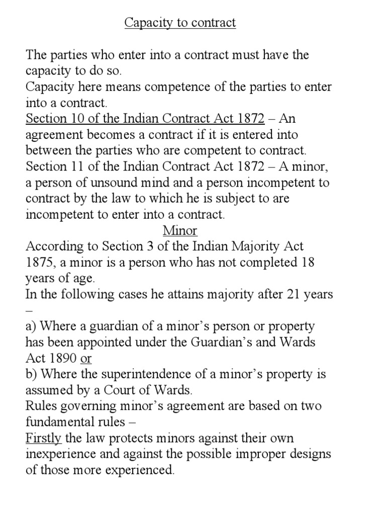 Capacity To Contract | PDF | Law Of Agency | Legal Liability