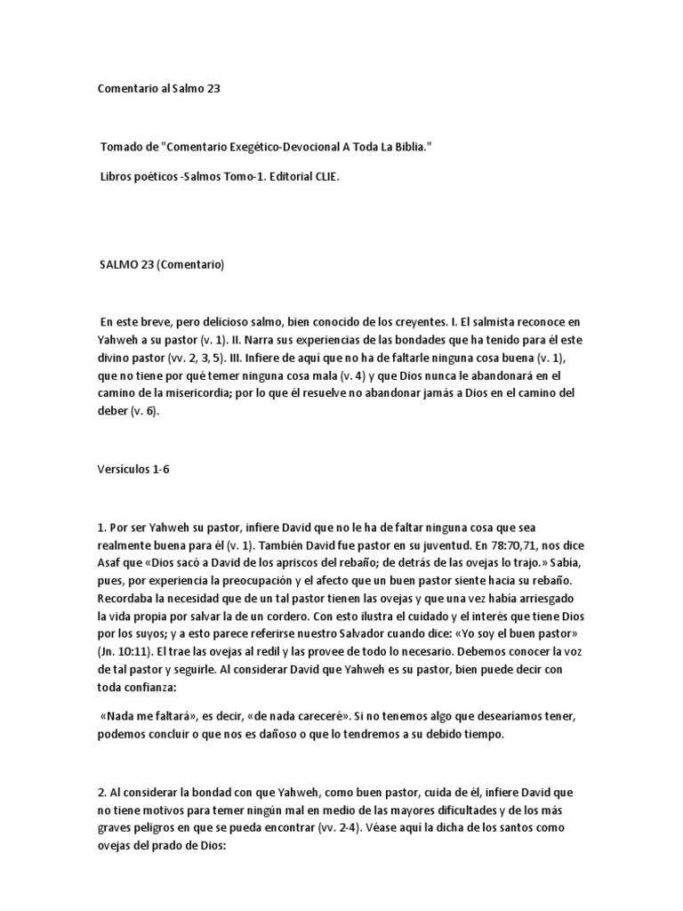 Comentario Al Salmo 23