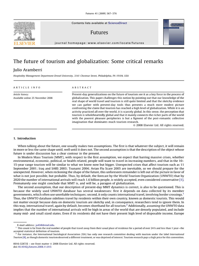 The Future of Tourism and Globalization | PDF | Tourism | Economies